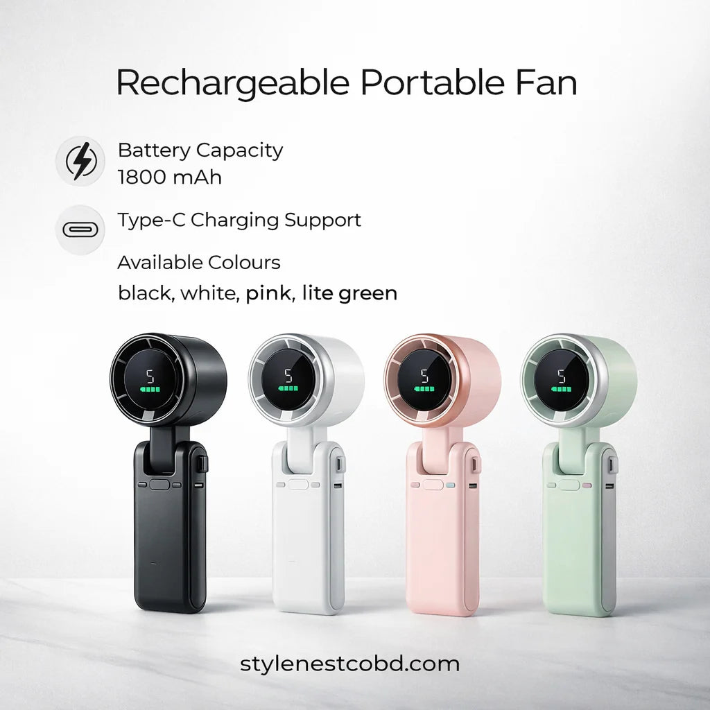 Popular Mini High-Speed Handheld Turbo Fan Smart Digital Display Wearable Personal Desk Neck Fan with Five Wind Speeds