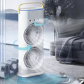3 in 1 Double Head Mist Spray Fan Portable USB Rechargeable Air Cooler Fan with LED Light Humidifier for Outdoor House Travel