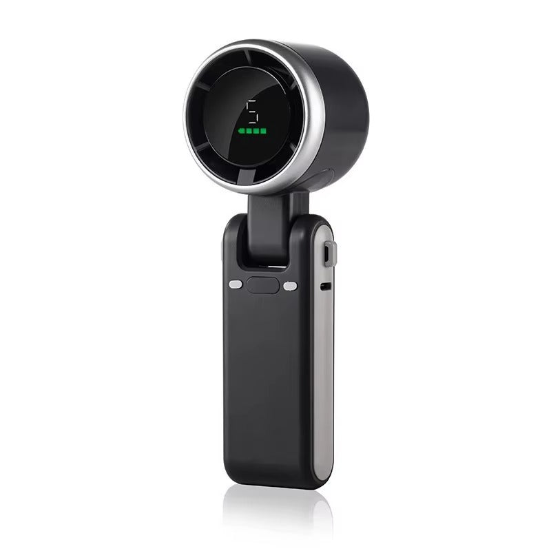 Popular Mini High-Speed Handheld Turbo Fan Smart Digital Display Wearable Personal Desk Neck Fan with Five Wind Speeds