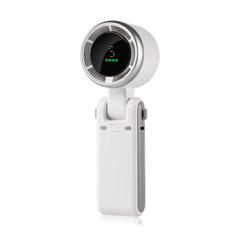 Popular Mini High-Speed Handheld Turbo Fan Smart Digital Display Wearable Personal Desk Neck Fan with Five Wind Speeds