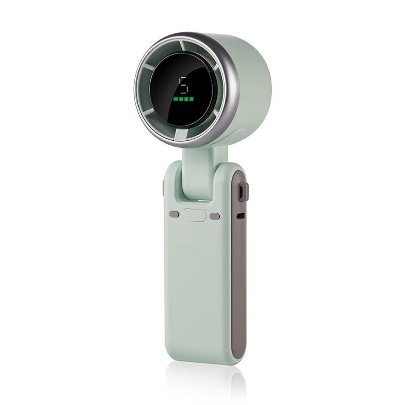 Popular Mini High-Speed Handheld Turbo Fan Smart Digital Display Wearable Personal Desk Neck Fan with Five Wind Speeds