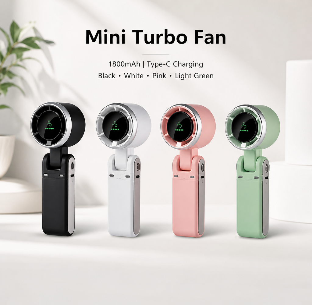 Popular Mini High-Speed Handheld Turbo Fan Smart Digital Display Wearable Personal Desk Neck Fan with Five Wind Speeds