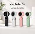 Popular Mini High-Speed Handheld Turbo Fan Smart Digital Display Wearable Personal Desk Neck Fan with Five Wind Speeds