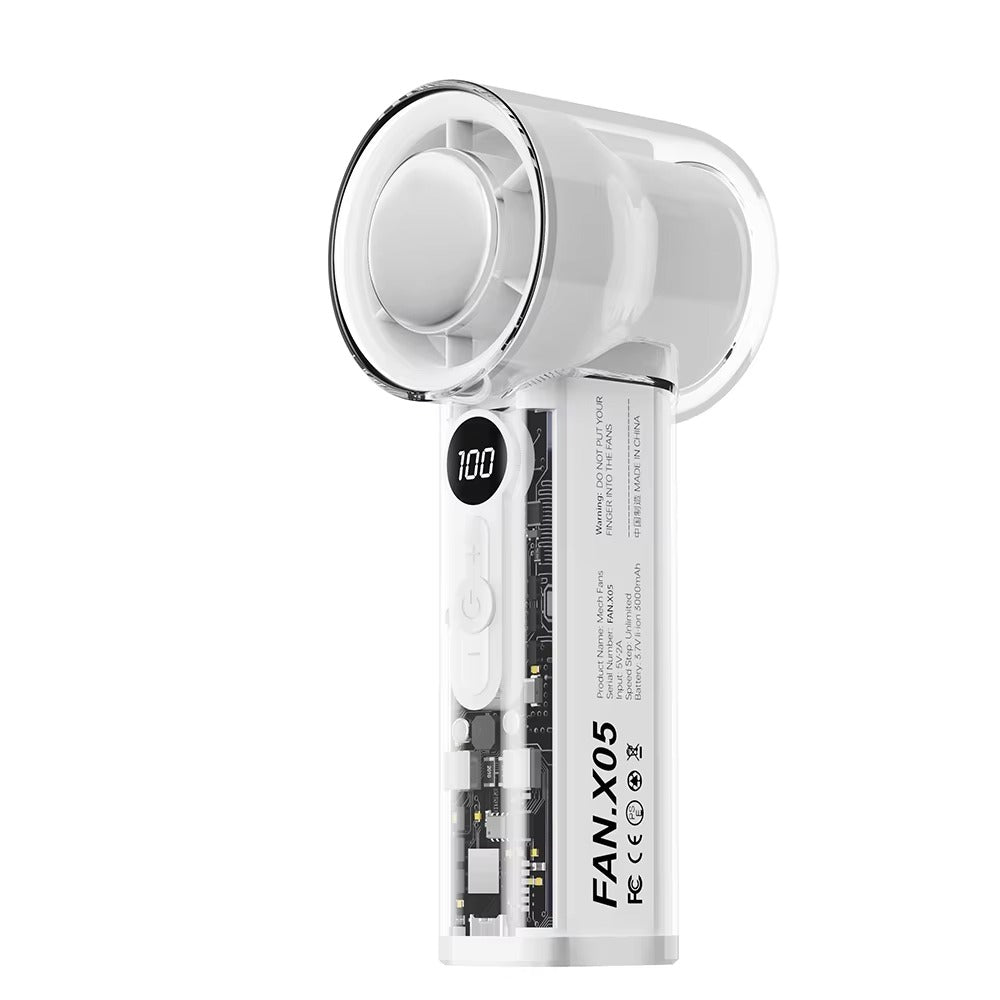 High Speed Cooling Fan X05 - Portable Rechargeable Turbo Fan - Powerful Airflow Handheld Fan