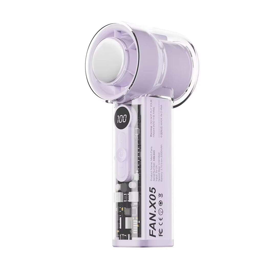 High Speed Cooling Fan X05 - Portable Rechargeable Turbo Fan - Powerful Airflow Handheld Fan
